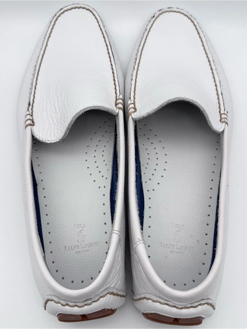 Polo Ralph Lauren Terence Driver White Leather Venetian Moccasins Men's Size 13